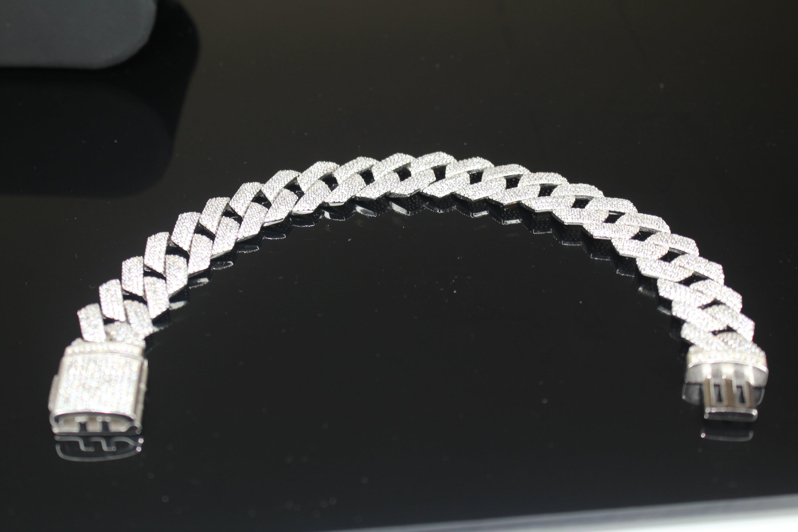 14mm Cuban Miami Prong 925 Sterling Silver Bracelet 15.6ct Lab Sim VVS1 Diamond