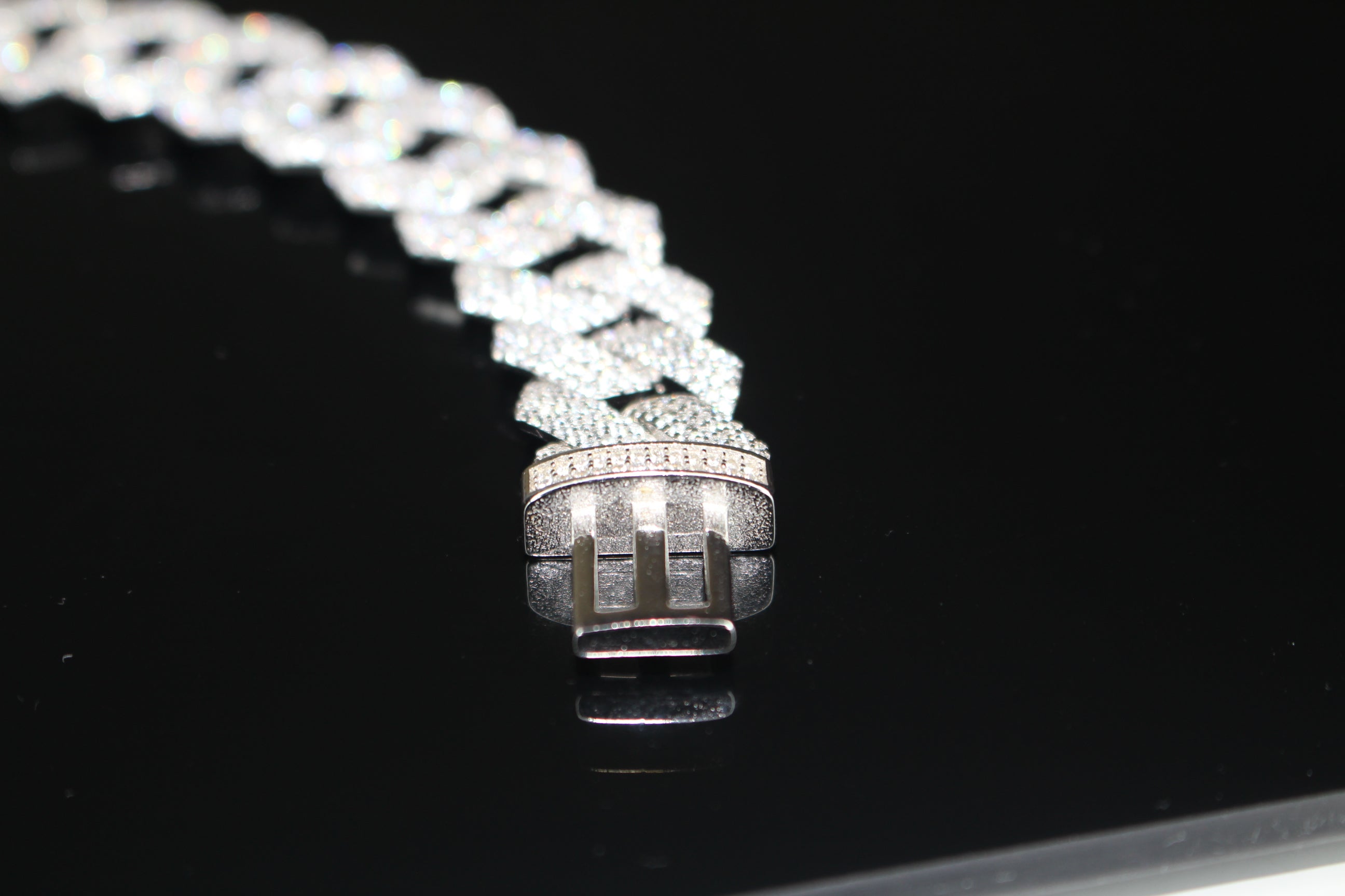 14mm Cuban Miami Prong 925 Sterling Silver Bracelet 15.6ct Lab Sim VVS1 Diamond
