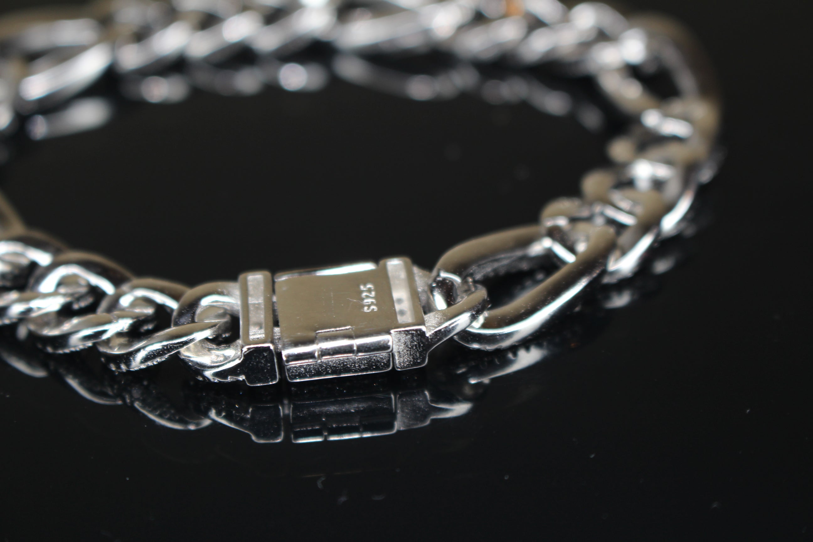 10mm FIGARO 925 Sterling Silver Bracelet 8.6ct Lab Sim VVS1 Diamond