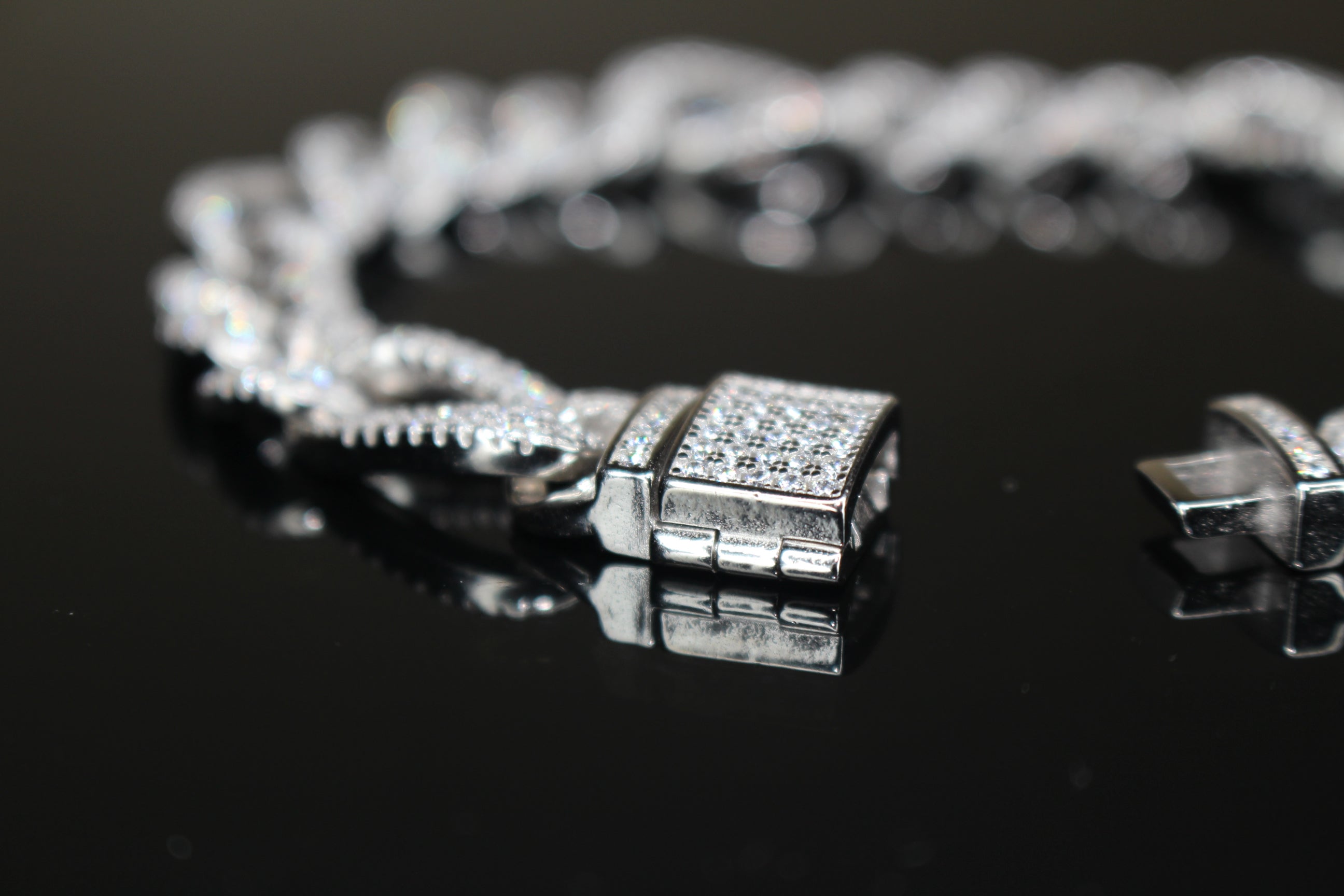 10mm FIGARO 925 Sterling Silver Bracelet 8.6ct Lab Sim VVS1 Diamond