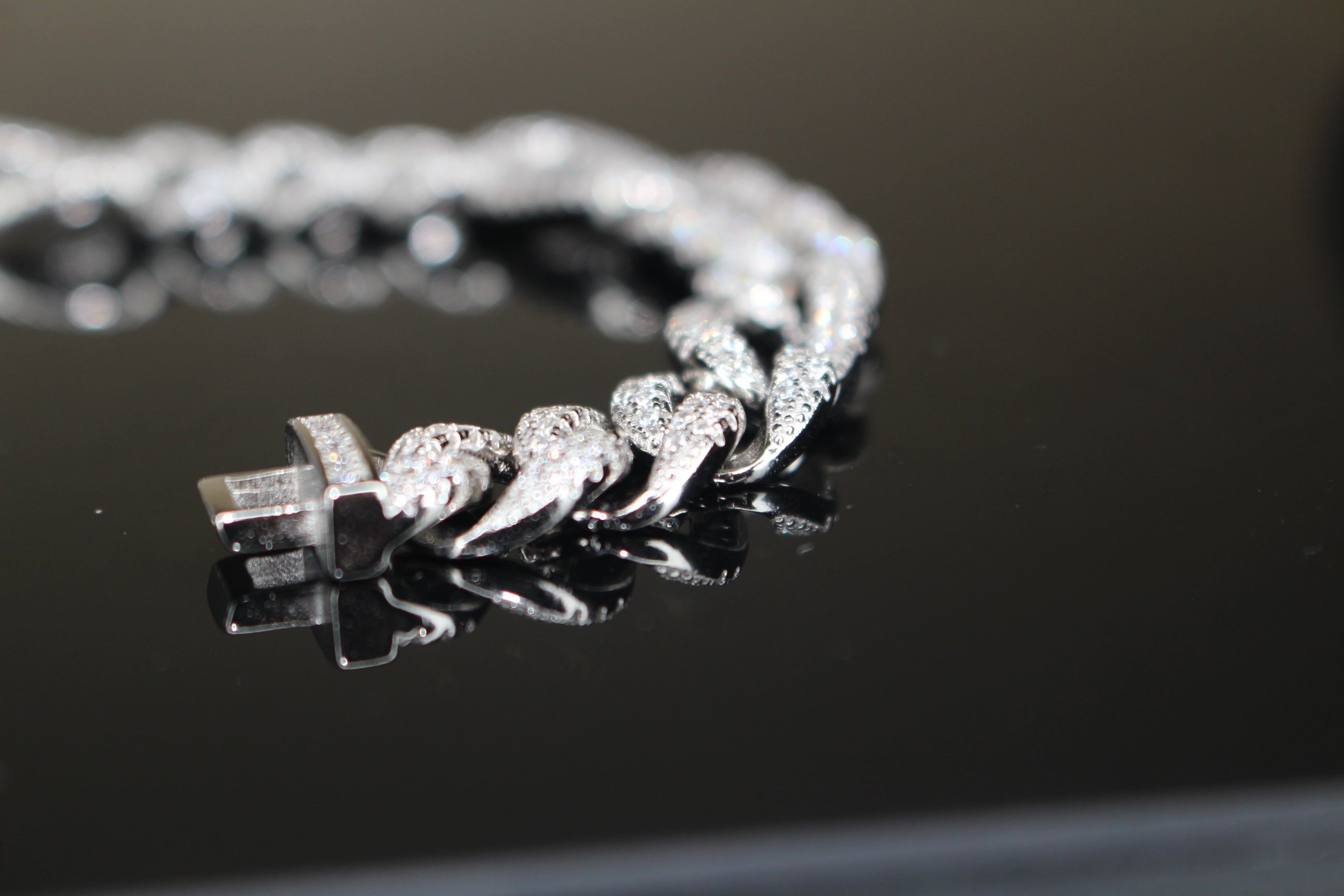 10mm FIGARO 925 Sterling Silver Bracelet 8.6ct Lab Sim VVS1 Diamond