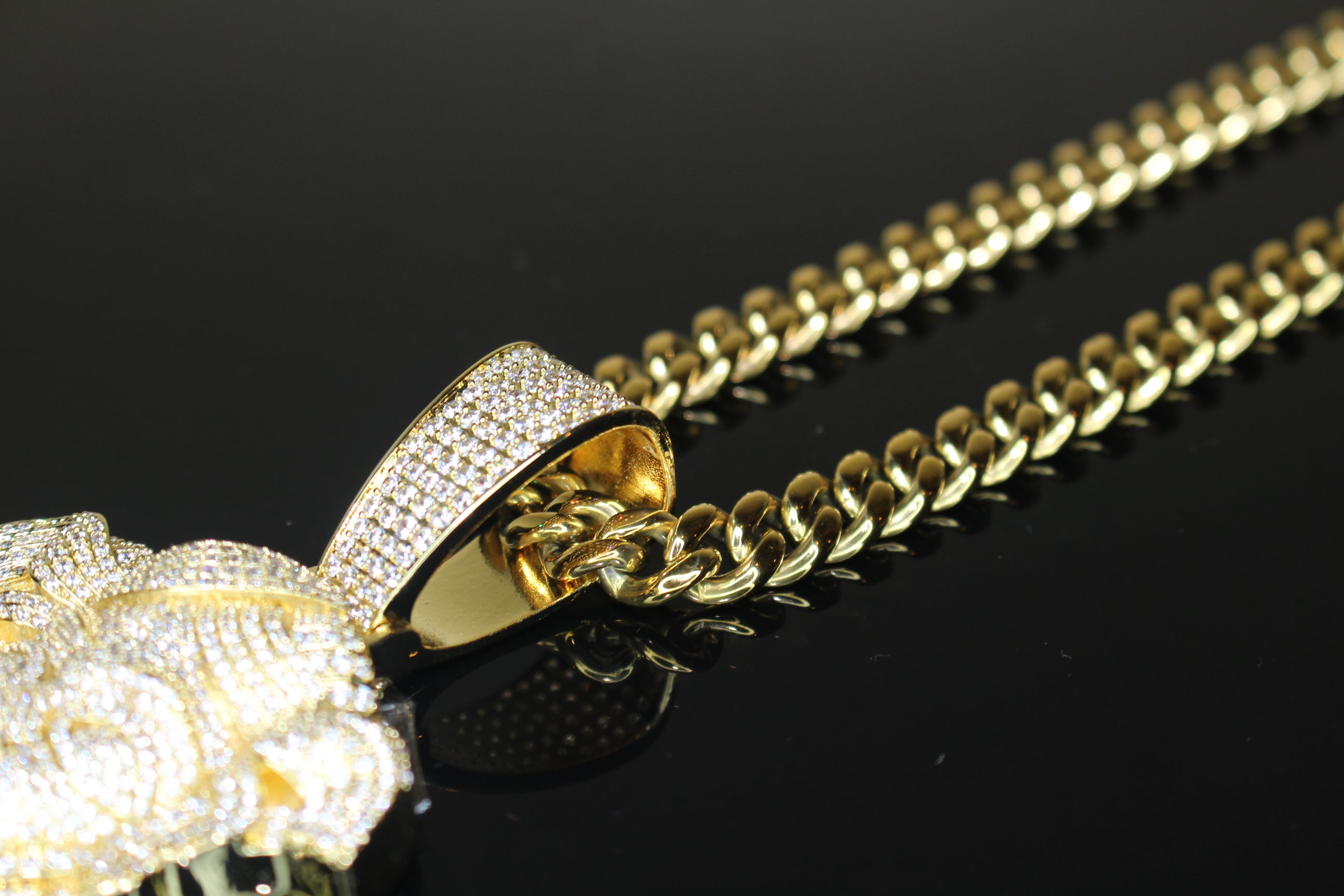 XL Medusa Pendant 4.6ct Lab Sim Diamond 8mm Cuban Miami Necklace