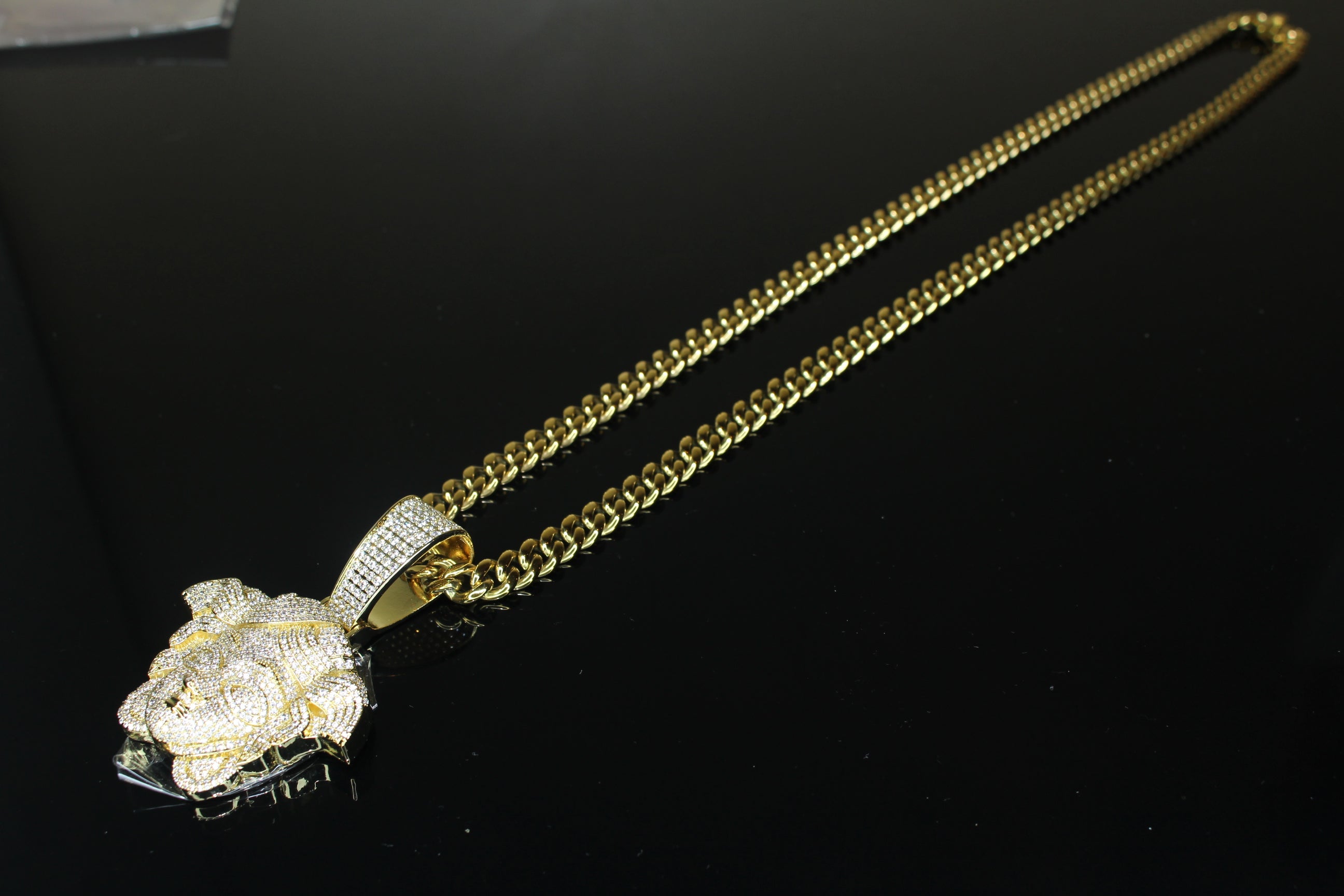 XL Medusa Pendant 4.6ct Lab Sim Diamond 8mm Cuban Miami Necklace