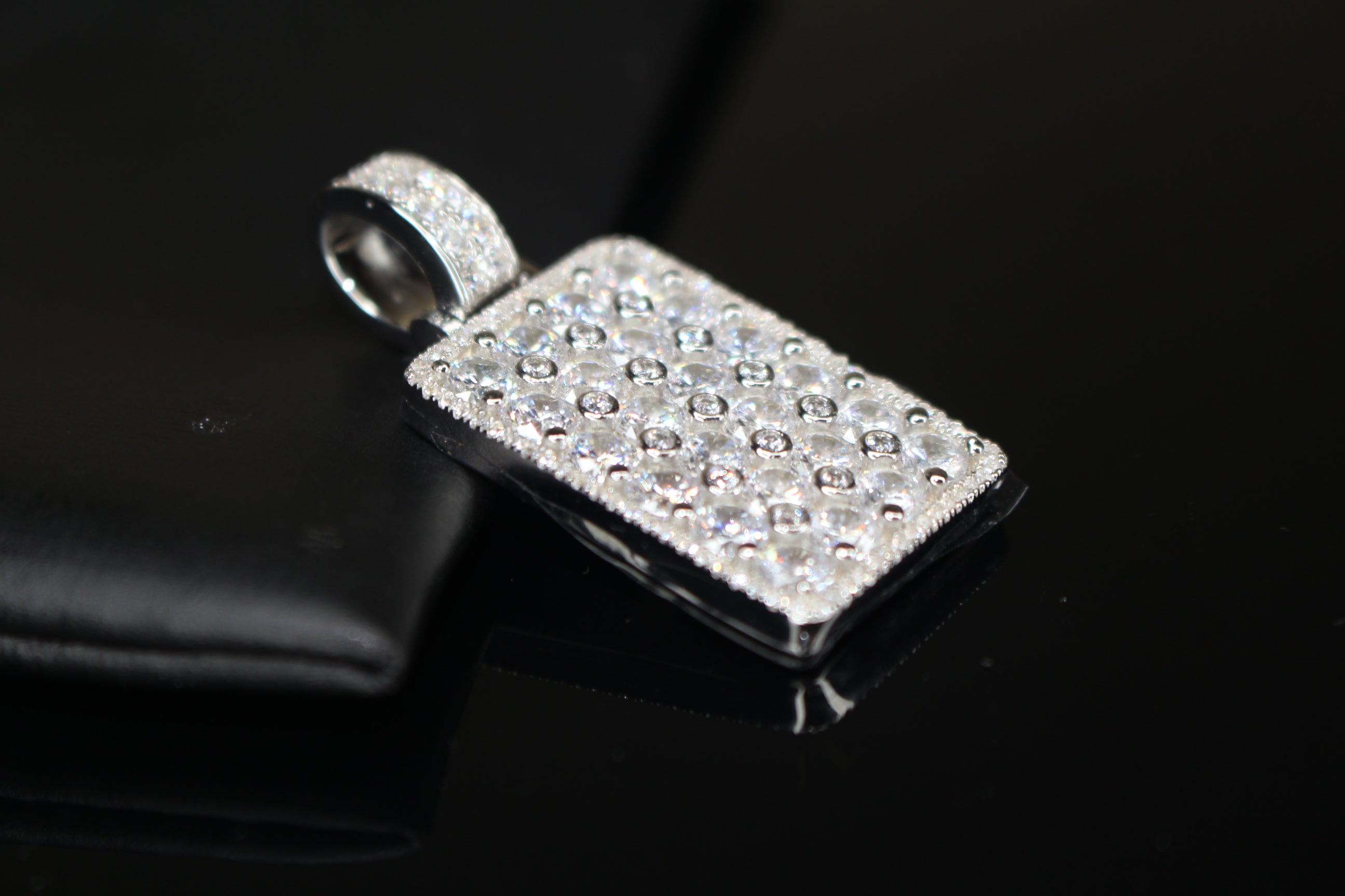 925 Sterling Silver DOG TAG PENDANT 8.6ct Lab Sim VVS1 Diamonds 18g