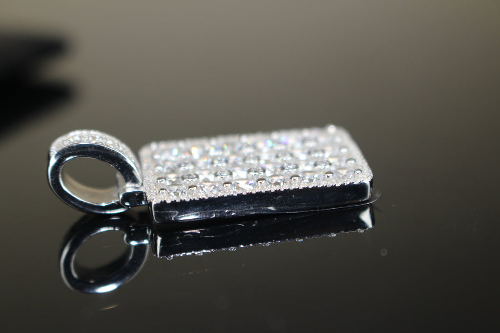 925 Sterling Silver DOG TAG PENDANT 8.6ct Lab Sim VVS1 Diamonds 18g