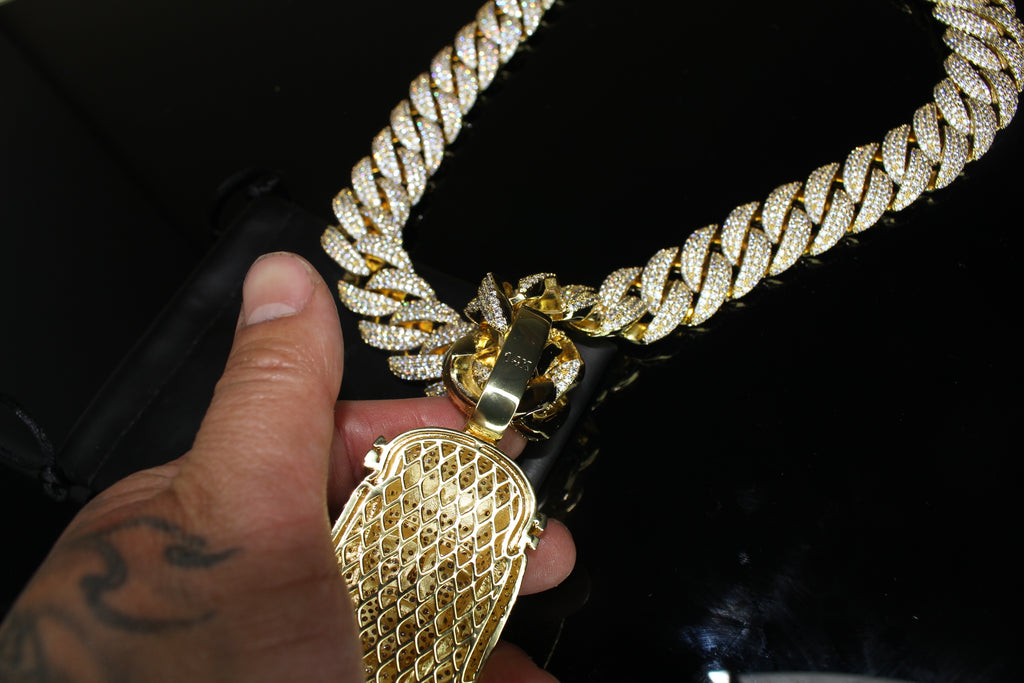 XXL JESUS Pendant Cuban Miami 22mm 144.6ctw Lab Sim Diamond Necklace - GOLD