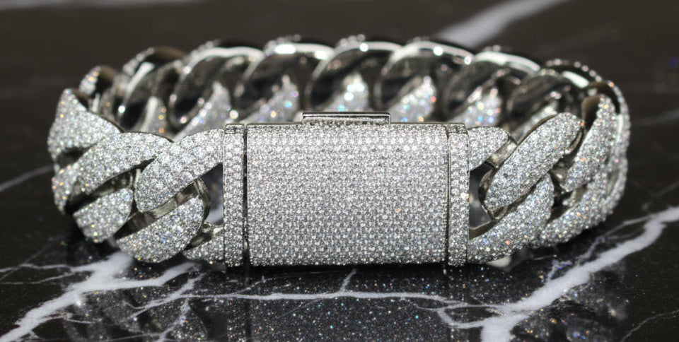 22mm XXL Cuban Miami 44.6ctw Lab Sim VVS1 Diamonds Bracelet