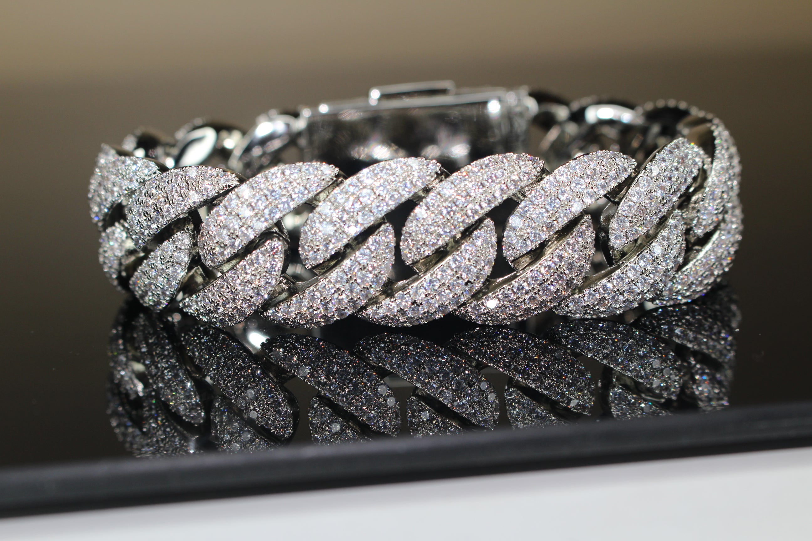 22mm XXL Cuban Miami 44.6ctw Lab Sim VVS1 Diamonds Bracelet