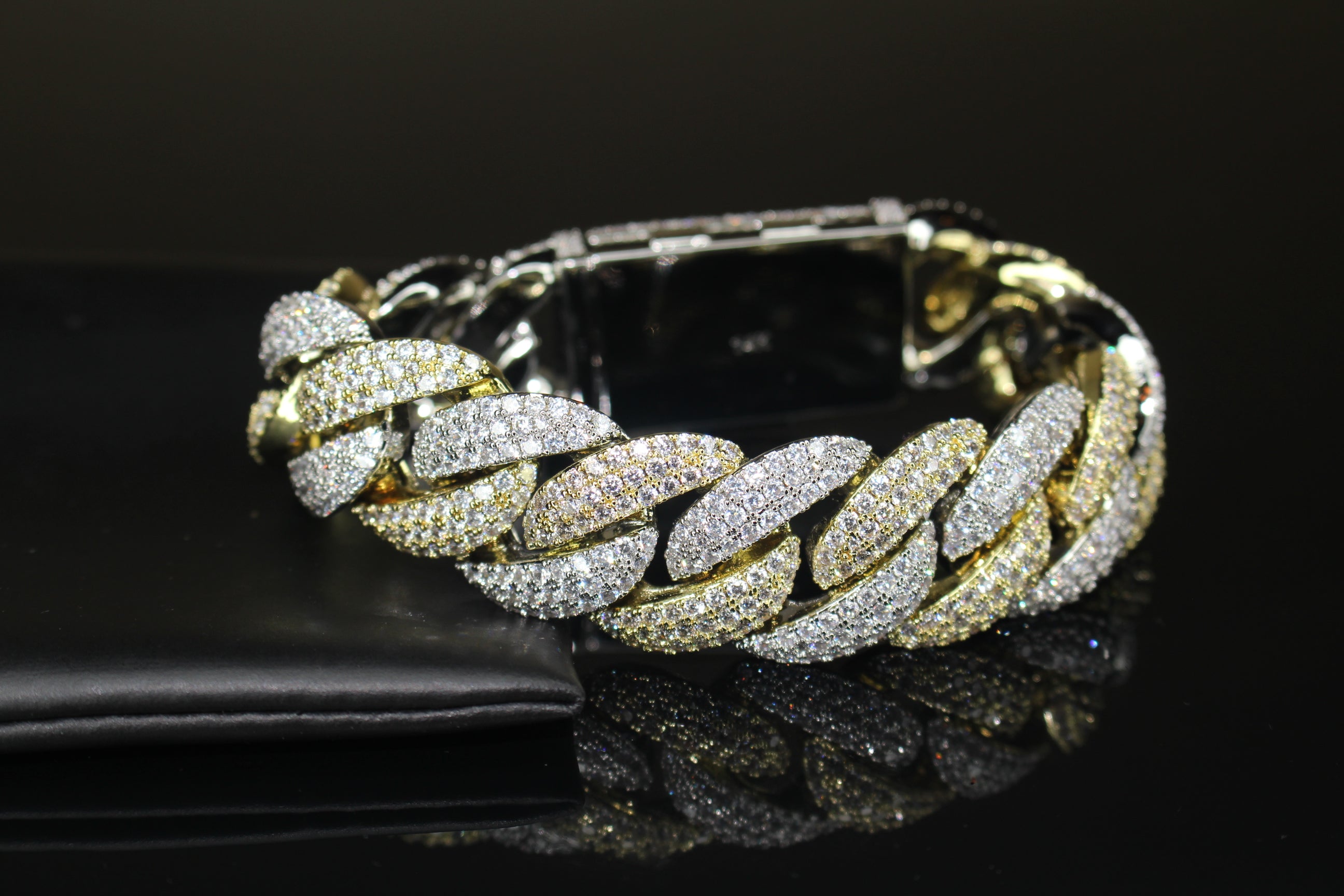 22mm XXL Cuban Miami 44.6ctw Lab Sim VVS1 Diamonds Bracelet- 2TONE