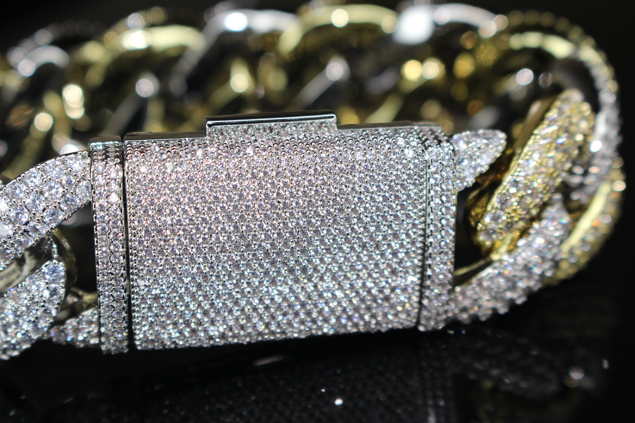 22mm XXL Cuban Miami 44.6ctw Lab Sim VVS1 Diamonds Bracelet- 2TONE