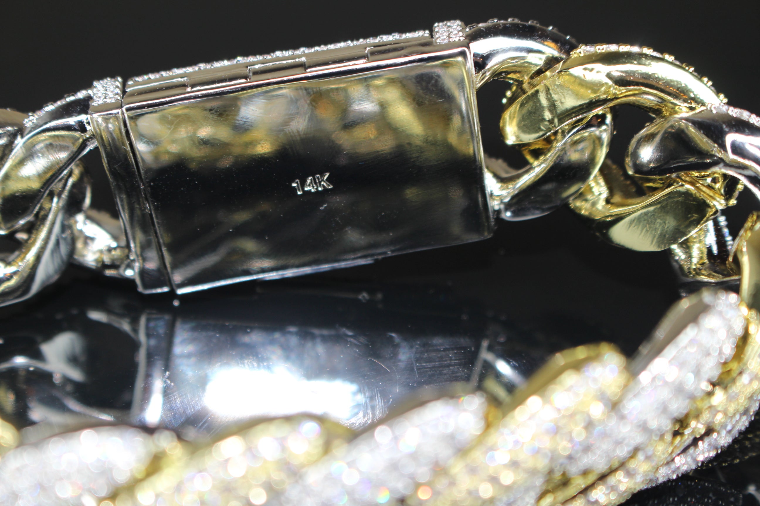 22mm XXL Cuban Miami 44.6ctw Lab Sim VVS1 Diamonds Bracelet- 2TONE