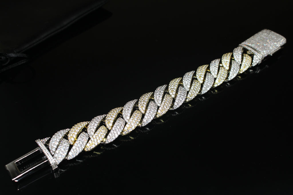 22mm XXL Cuban Miami 44.6ctw Lab Sim VVS1 Diamonds Bracelet- 2TONE