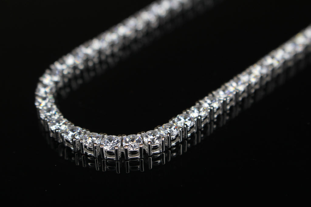 4mm Tennis Chain 70ct Lab Sim VVS1 Diamond Necklace - 925 STERLING SILVER