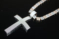 XL Cross Pendant 10mm Baguette Square Cushion-Cut Tennis Chain 144.6ct Lab Sim VVS1 Diamond Necklace - Rose/Silver