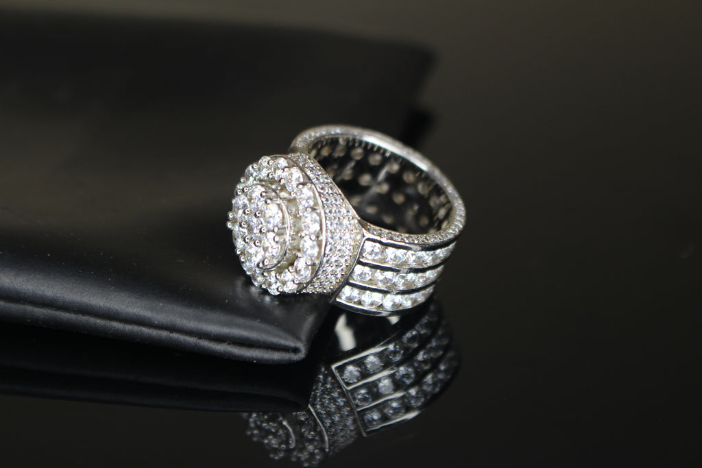 Men's MASSIVE TENNIS Statement Ring 12.6ct Lab Sim VVS1 Diamond 925 STERLING SILVER