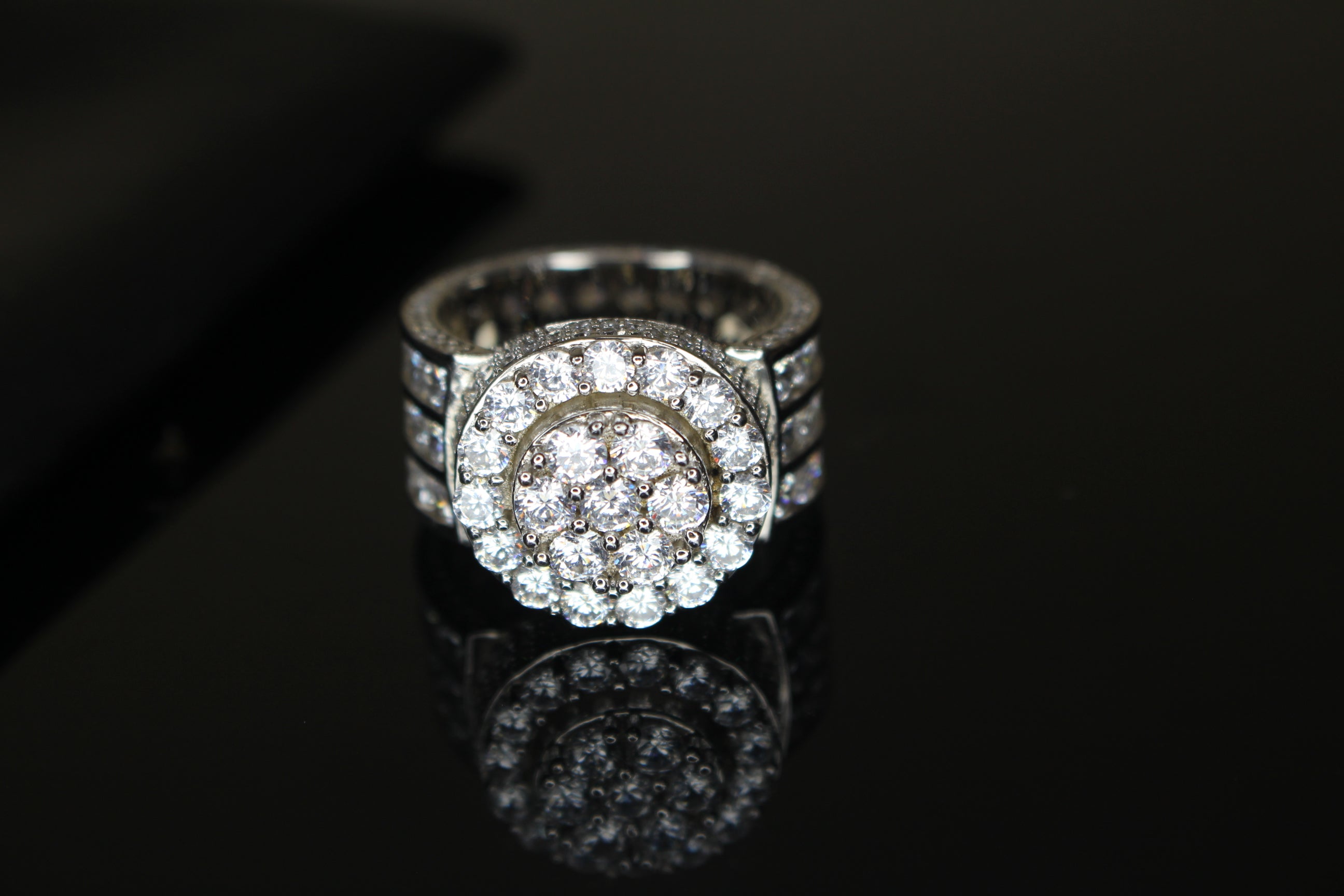 Men's MASSIVE TENNIS Statement Ring 12.6ct Lab Sim VVS1 Diamond 925 STERLING SILVER