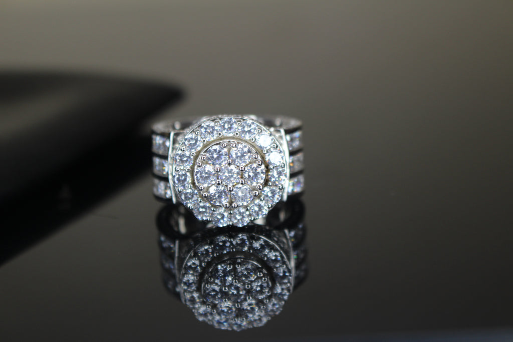 Men's MASSIVE TENNIS Statement Ring 12.6ct Lab Sim VVS1 Diamond 925 STERLING SILVER