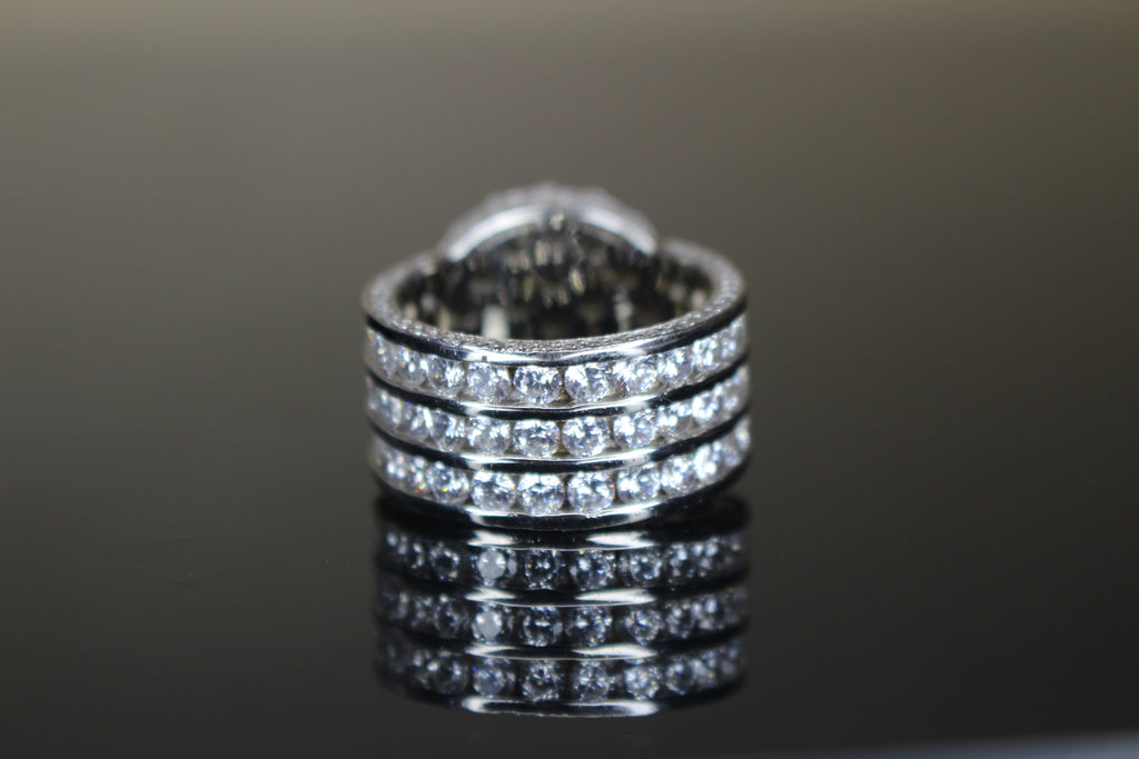 Men's MASSIVE TENNIS Statement Ring 12.6ct Lab Sim VVS1 Diamond 925 STERLING SILVER