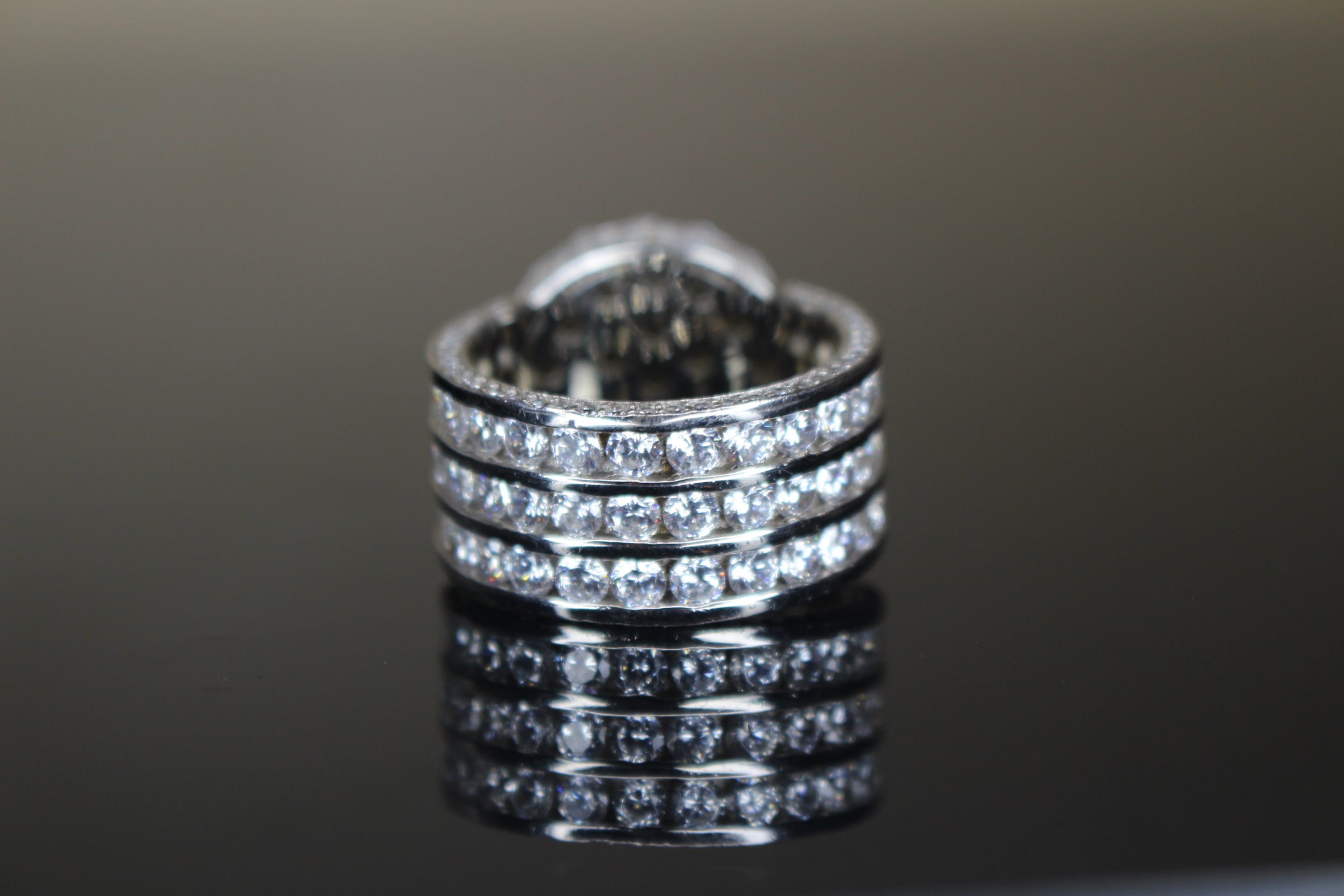 Men's MASSIVE TENNIS Statement Ring 12.6ct Lab Sim VVS1 Diamond 925 STERLING SILVER