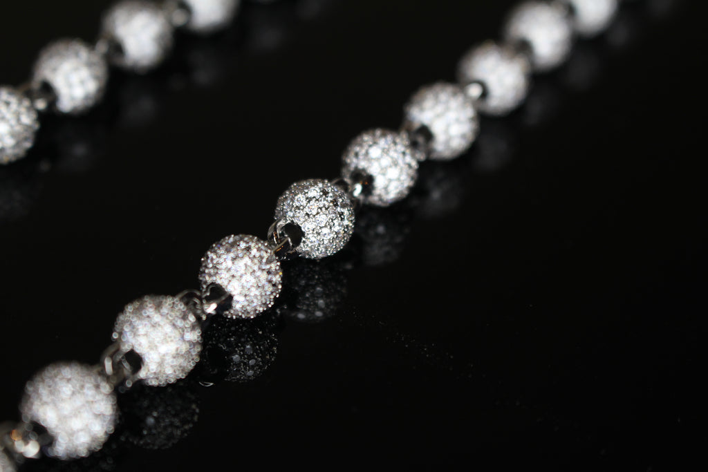 8mm BEADED Chain Necklace 62.8ctw VVS1 Lab Sim Diamonds