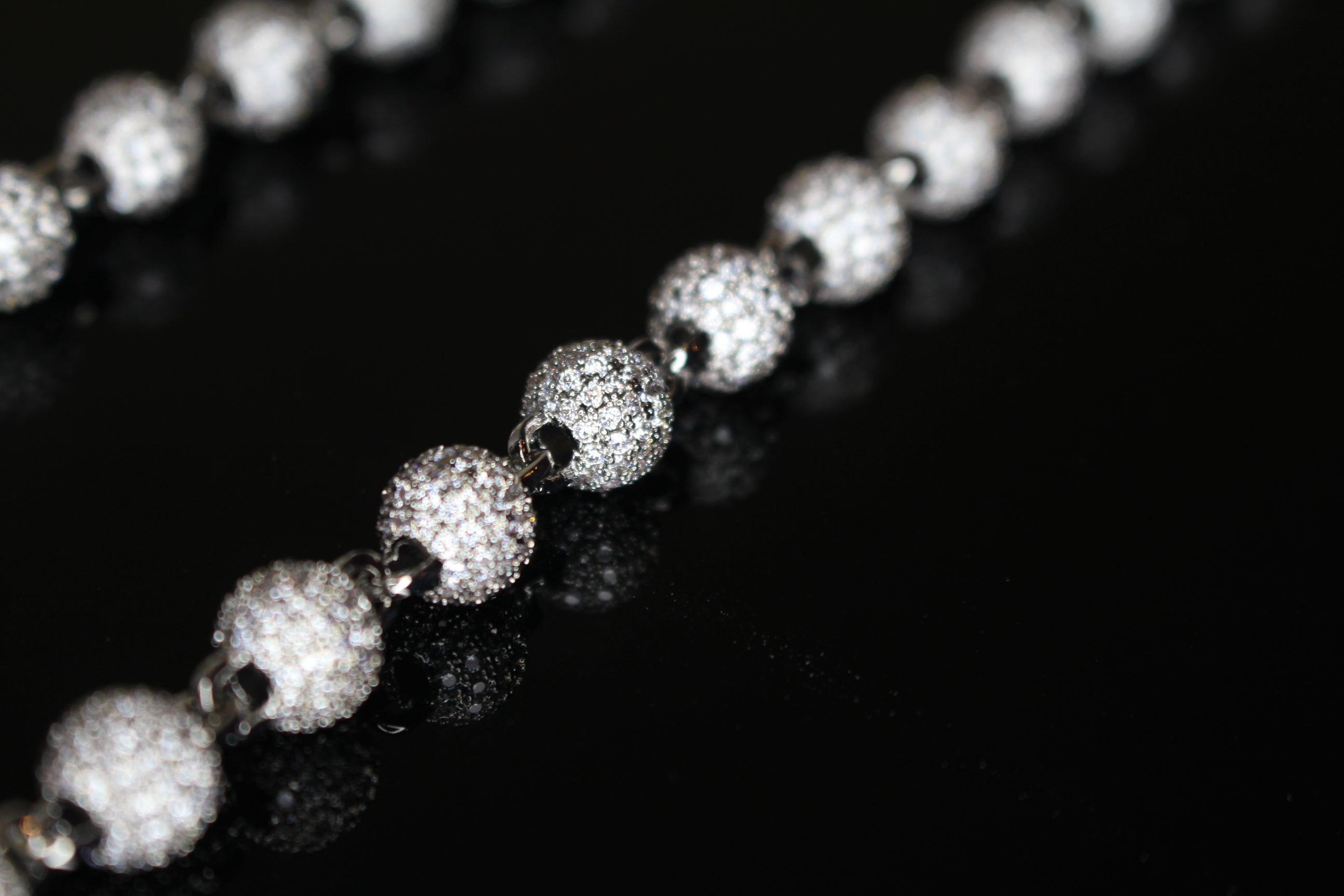 8mm BEADED Chain Necklace 62.8ctw VVS1 Lab Sim Diamonds