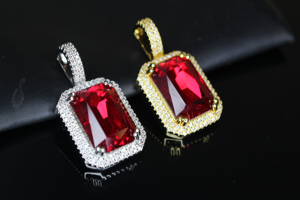 Ruby Red 5.2ct Lab Sim VVS1 Diamond Gemstone Sapphire Pendant