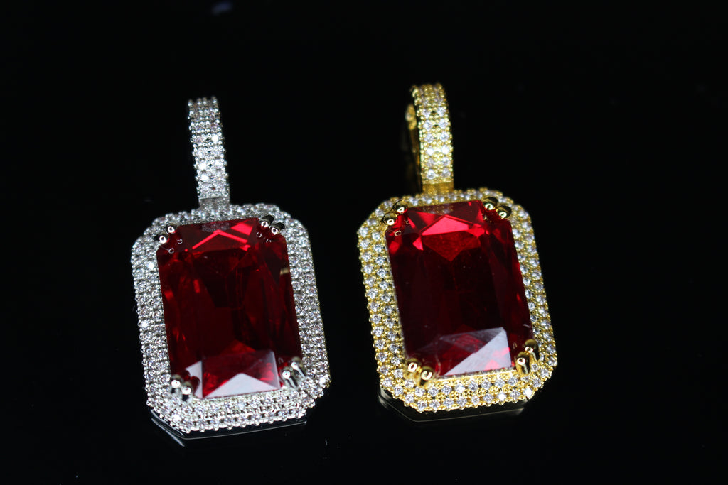 Ruby Red 5.2ct Lab Sim VVS1 Diamond Gemstone Sapphire Pendant