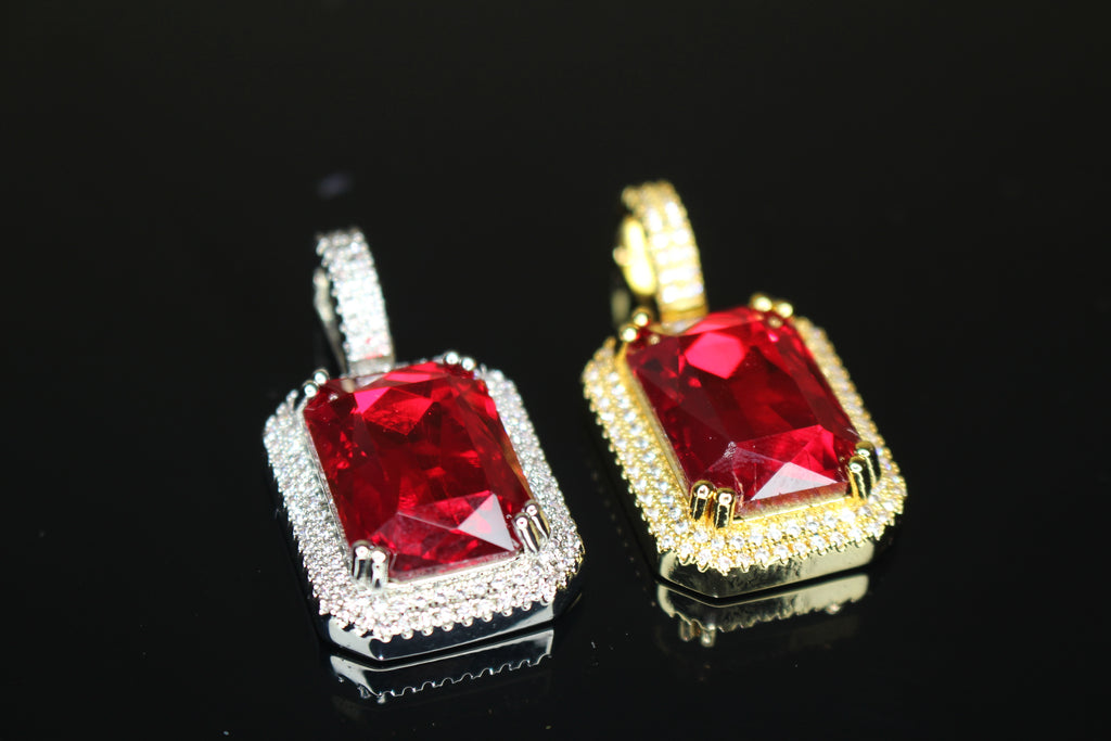 Ruby Red 5.2ct Lab Sim VVS1 Diamond Gemstone Sapphire Pendant