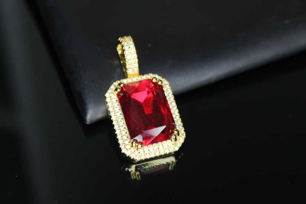 Ruby Red 5.2ct Lab Sim VVS1 Diamond Gemstone Sapphire Pendant