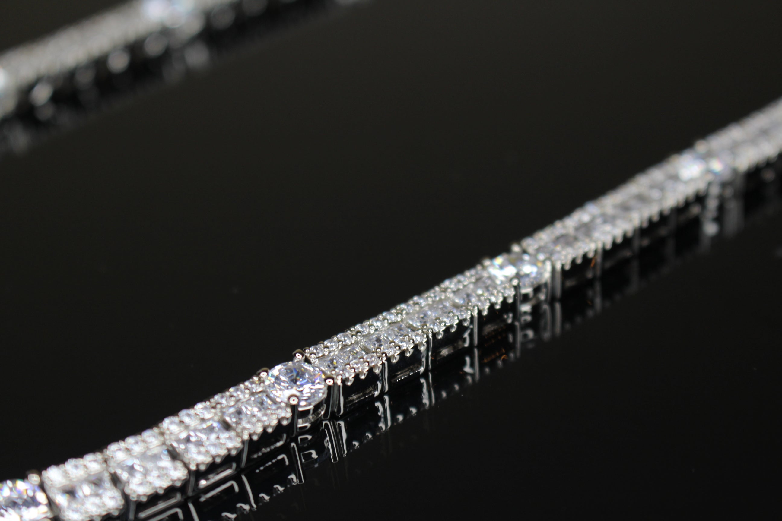 6mm Tennis Round Square Baguette 89.6ct Lab Sim VVS1 Diamond Necklace