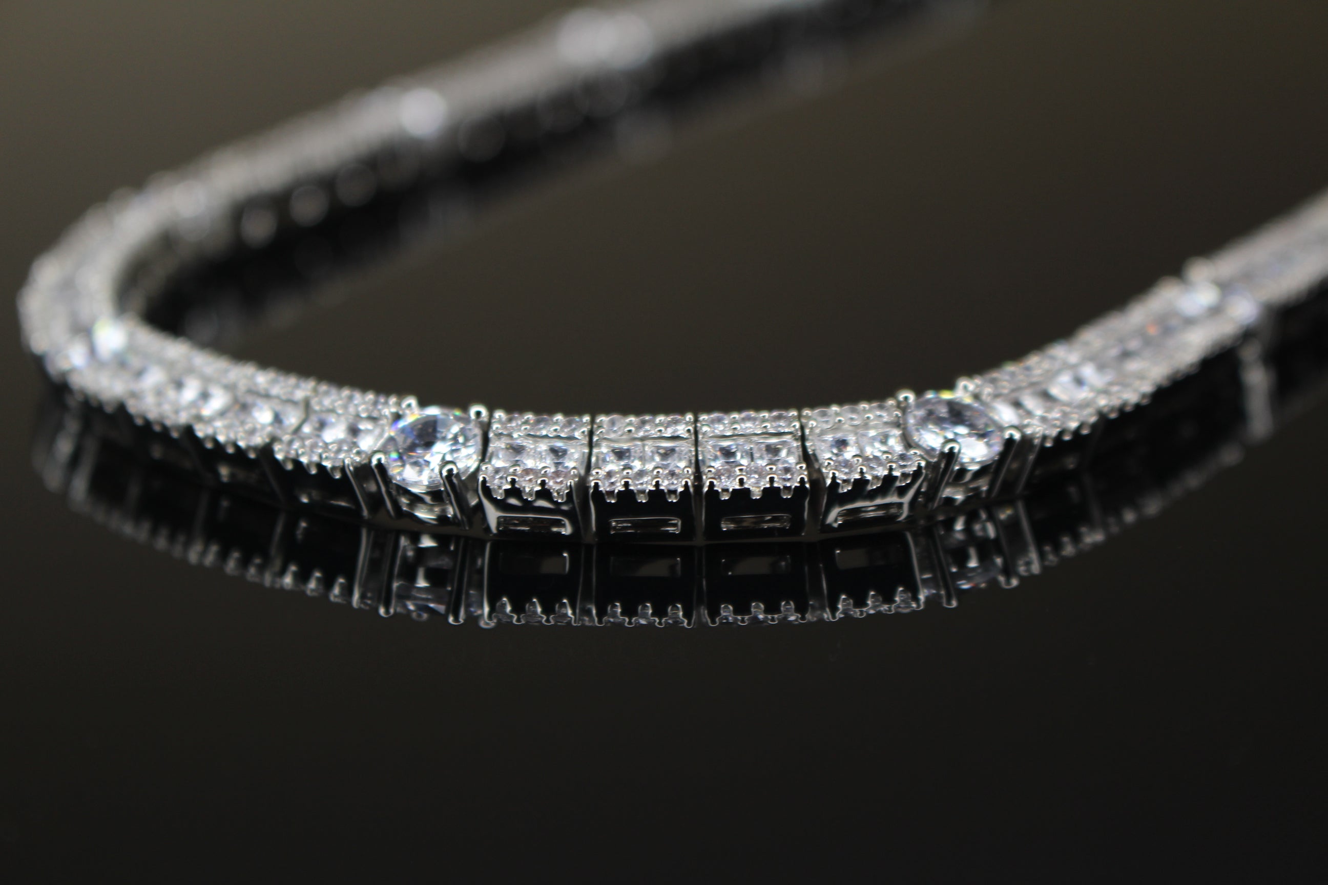 6mm Tennis Round Square Baguette 89.6ct Lab Sim VVS1 Diamond Necklace