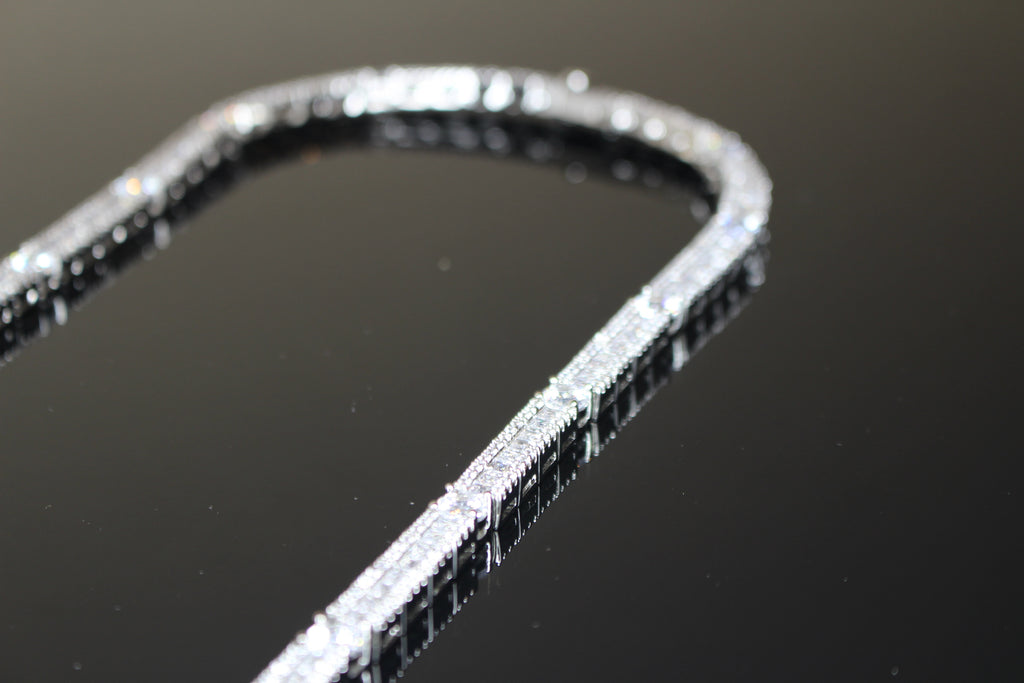 6mm Tennis Round Square Baguette 89.6ct Lab Sim VVS1 Diamond Necklace