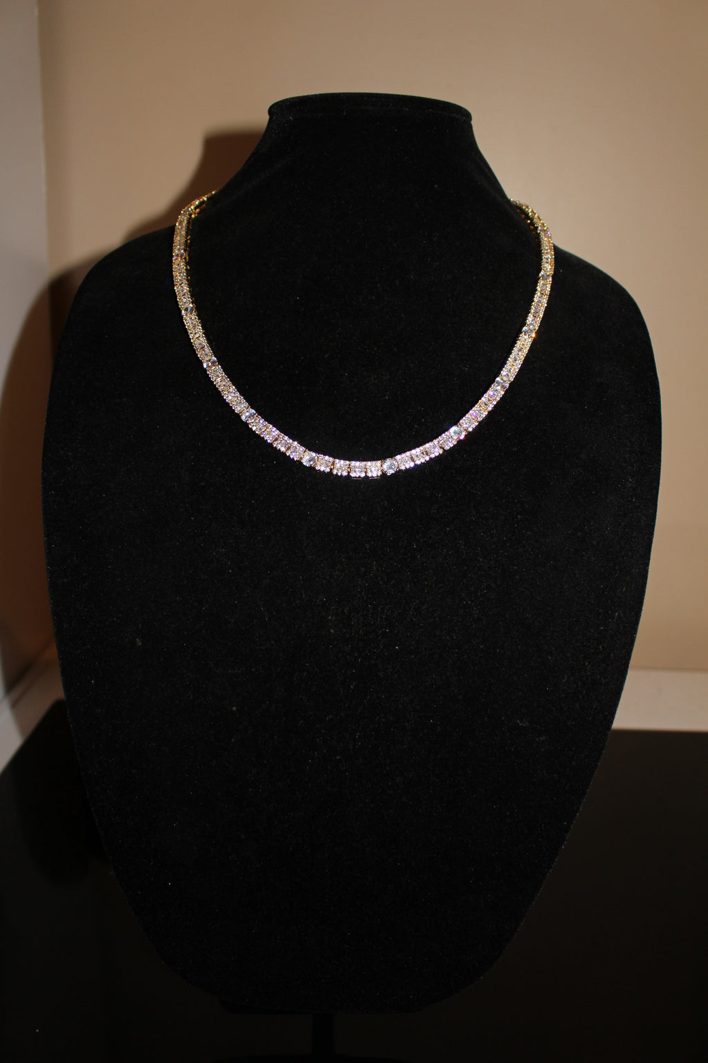 6mm Tennis Round Square Baguette 89.6ct Lab Sim VVS1 Diamond Necklace - Gold