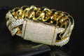 22mm XXL Cuban Miami 44.6ctw Lab Sim VVS1 Diamonds Bracelet - Gold