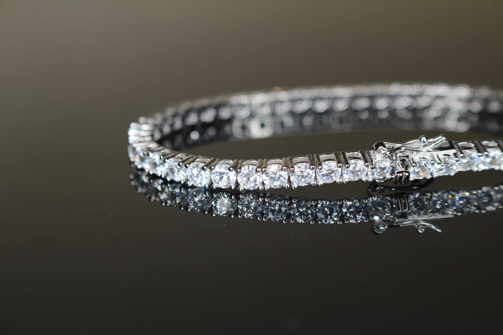 4mm Tennis 925 Sterling Silver Bracelet 14.6ct Lab Sim VVS1 Diamond