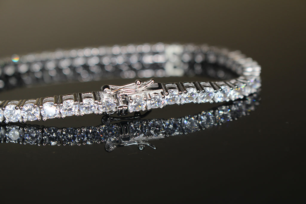 4mm Tennis 925 Sterling Silver Bracelet 14.6ct Lab Sim VVS1 Diamond