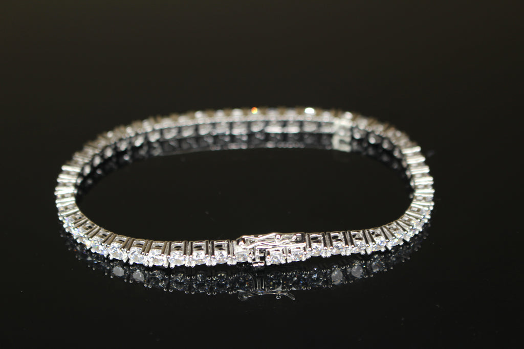 4mm Tennis 925 Sterling Silver Bracelet 14.6ct Lab Sim VVS1 Diamond