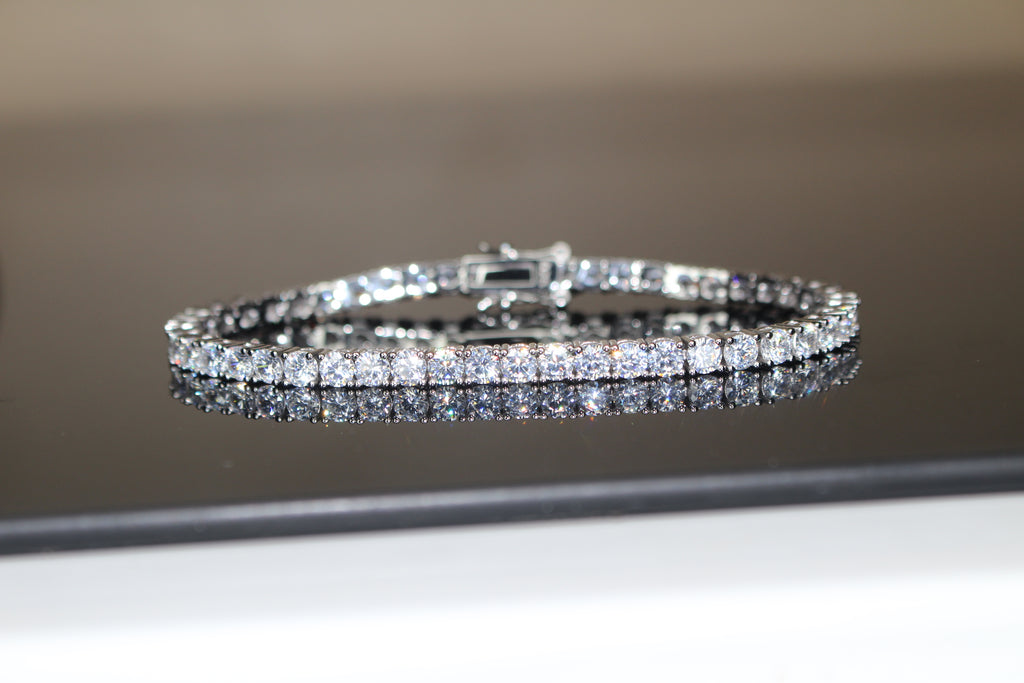 4mm Tennis 925 Sterling Silver Bracelet 14.6ct Lab Sim VVS1 Diamond