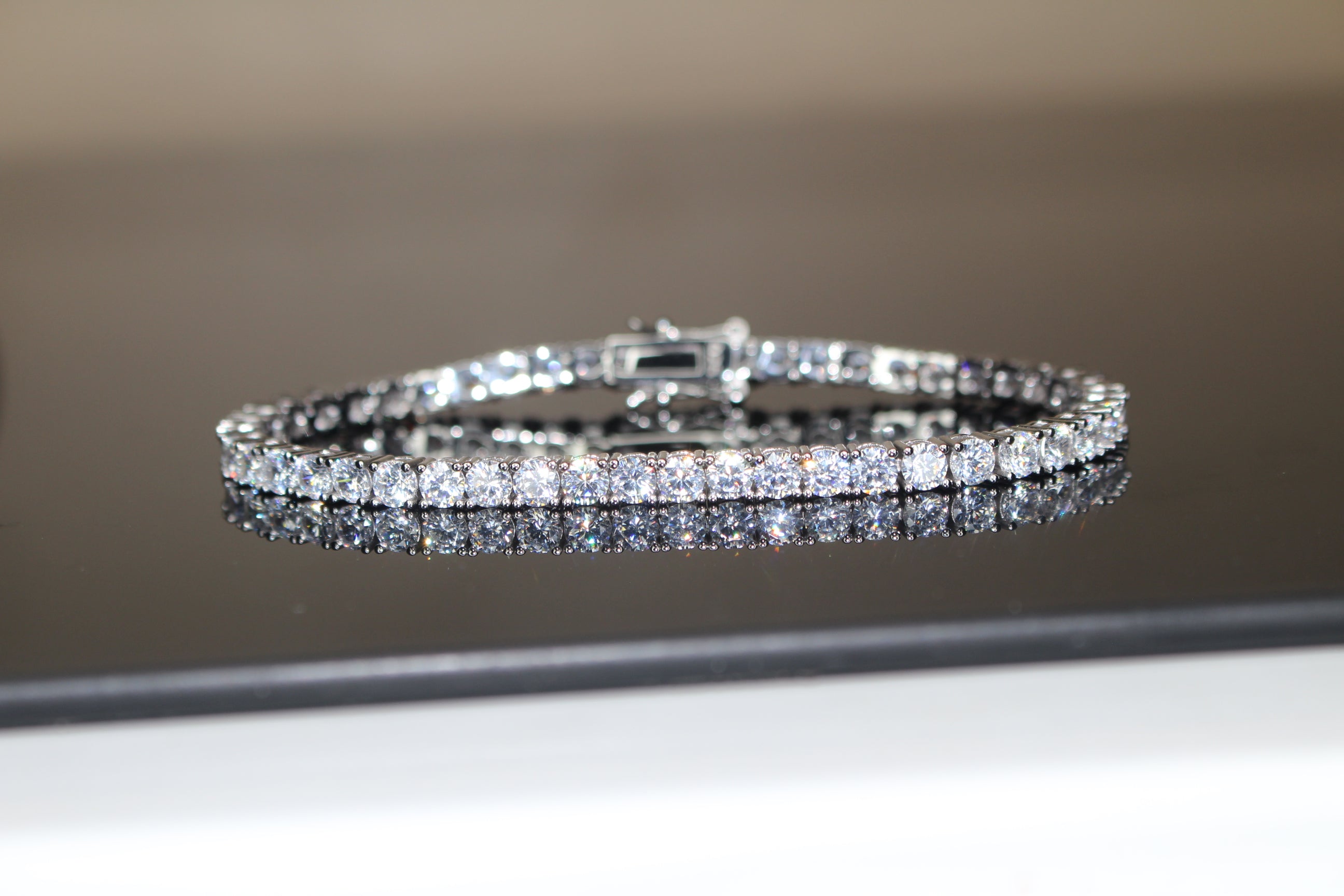 4mm Tennis 925 Sterling Silver Bracelet 14.6ct Lab Sim VVS1 Diamond