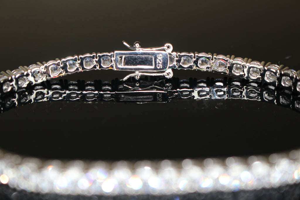4mm Tennis 925 Sterling Silver Bracelet 14.6ct Lab Sim VVS1 Diamond