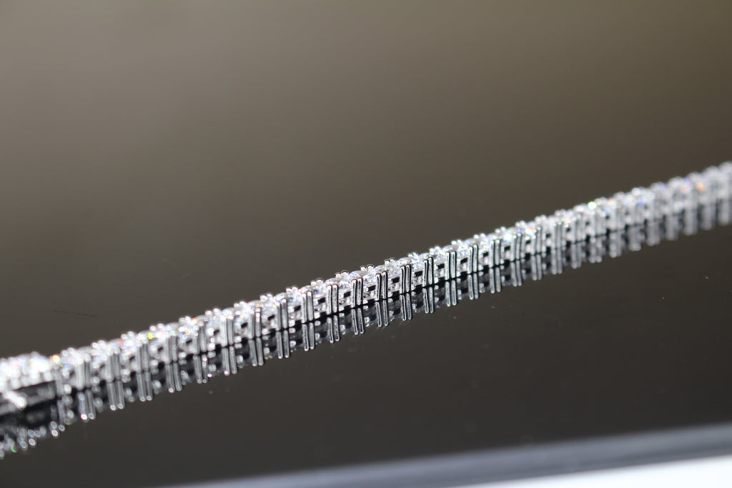 4mm Tennis 925 Sterling Silver Bracelet 14.6ct Lab Sim VVS1 Diamond