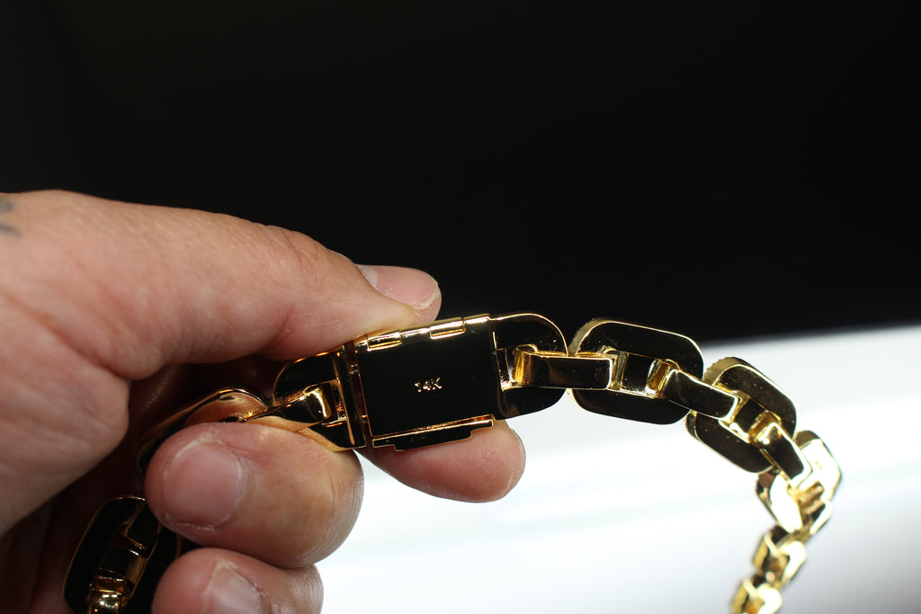 14mm Mariner Chain 82ct BAGUETTE Lab Sim VVS1 Diamond - GOLD