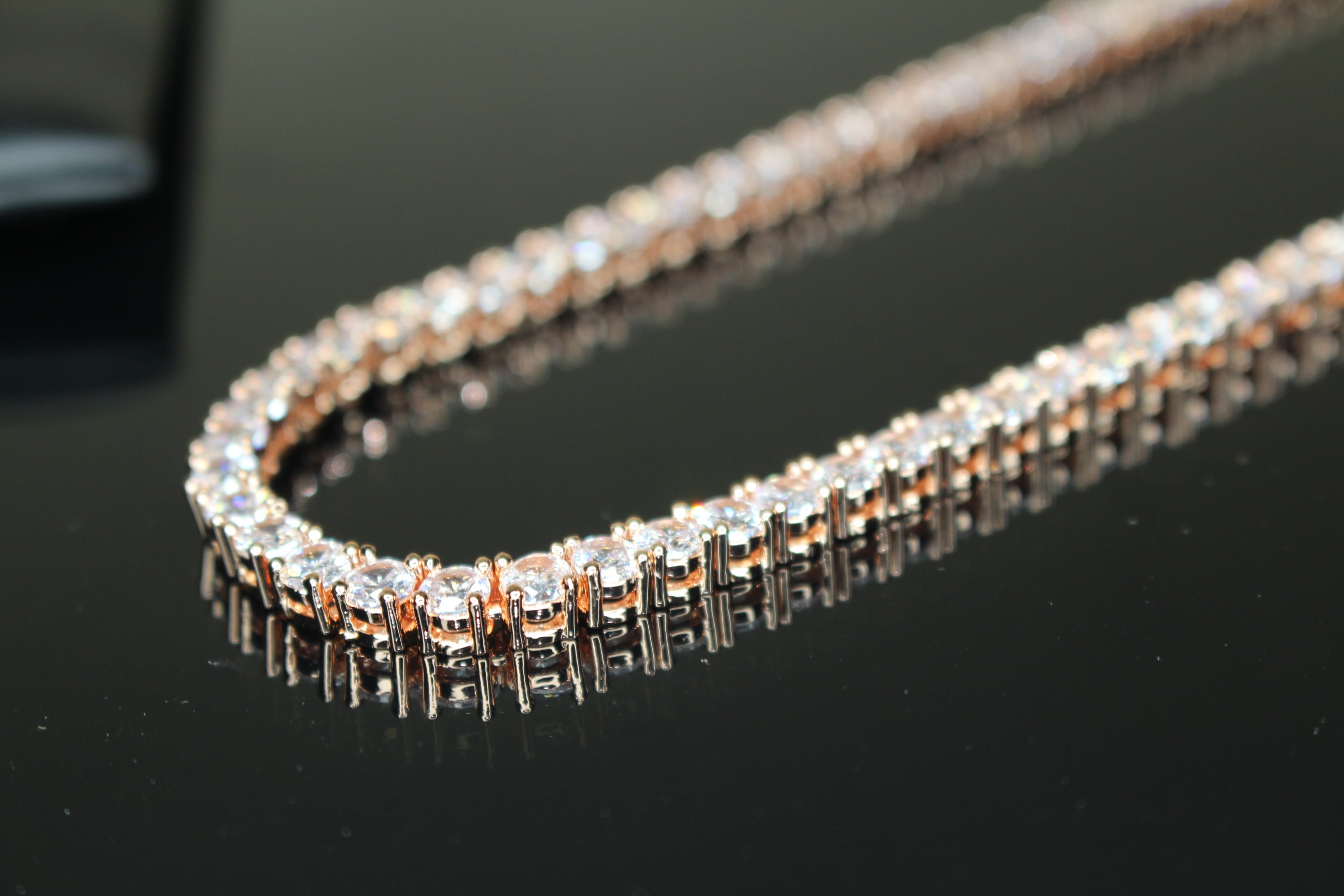 4mm Tennis Chain 70ct Lab Sim VVS1 Diamond Necklace - ROSE GOLD