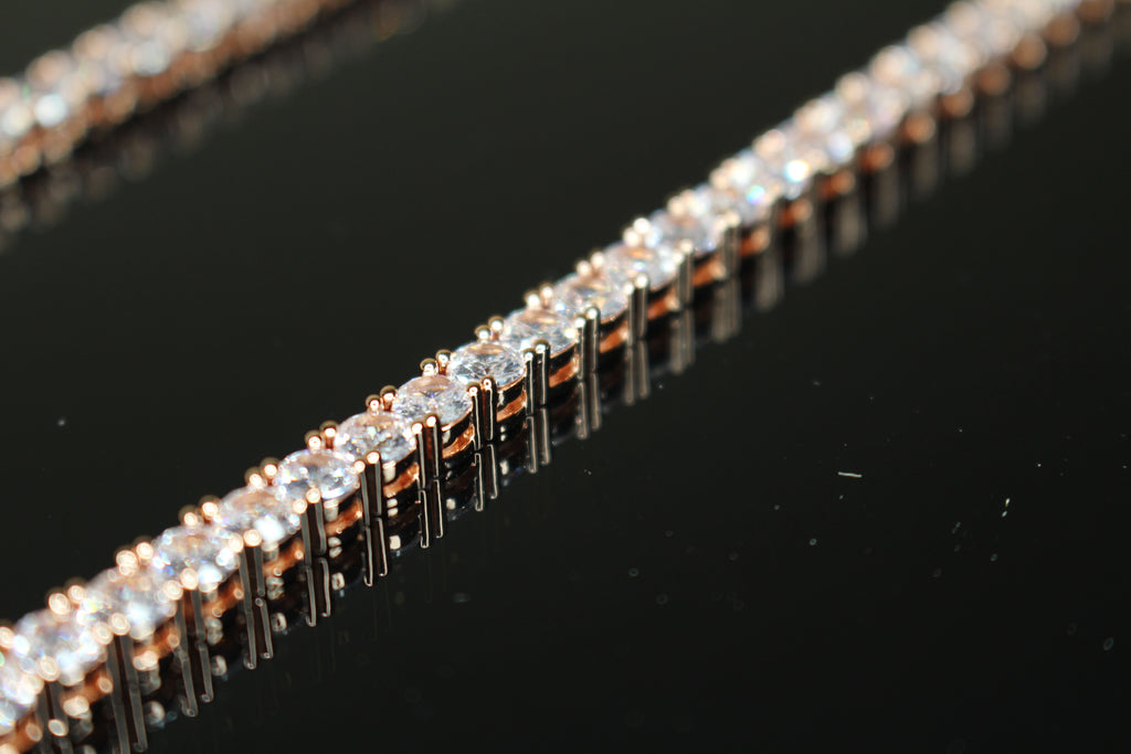 4mm Tennis Chain 70ct Lab Sim VVS1 Diamond Necklace - ROSE GOLD