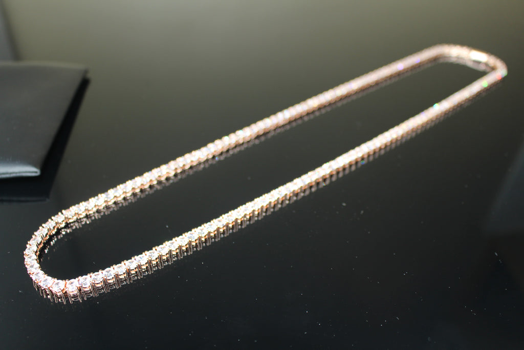 4mm Tennis Chain 70ct Lab Sim VVS1 Diamond Necklace - ROSE GOLD