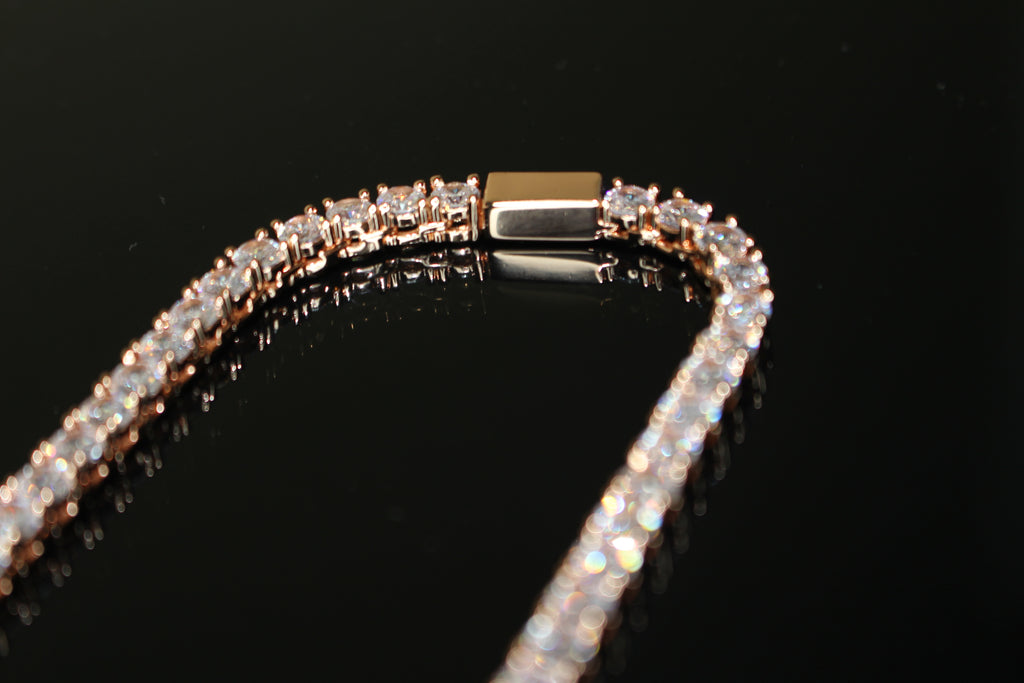 4mm Tennis Chain 70ct Lab Sim VVS1 Diamond Necklace - ROSE GOLD