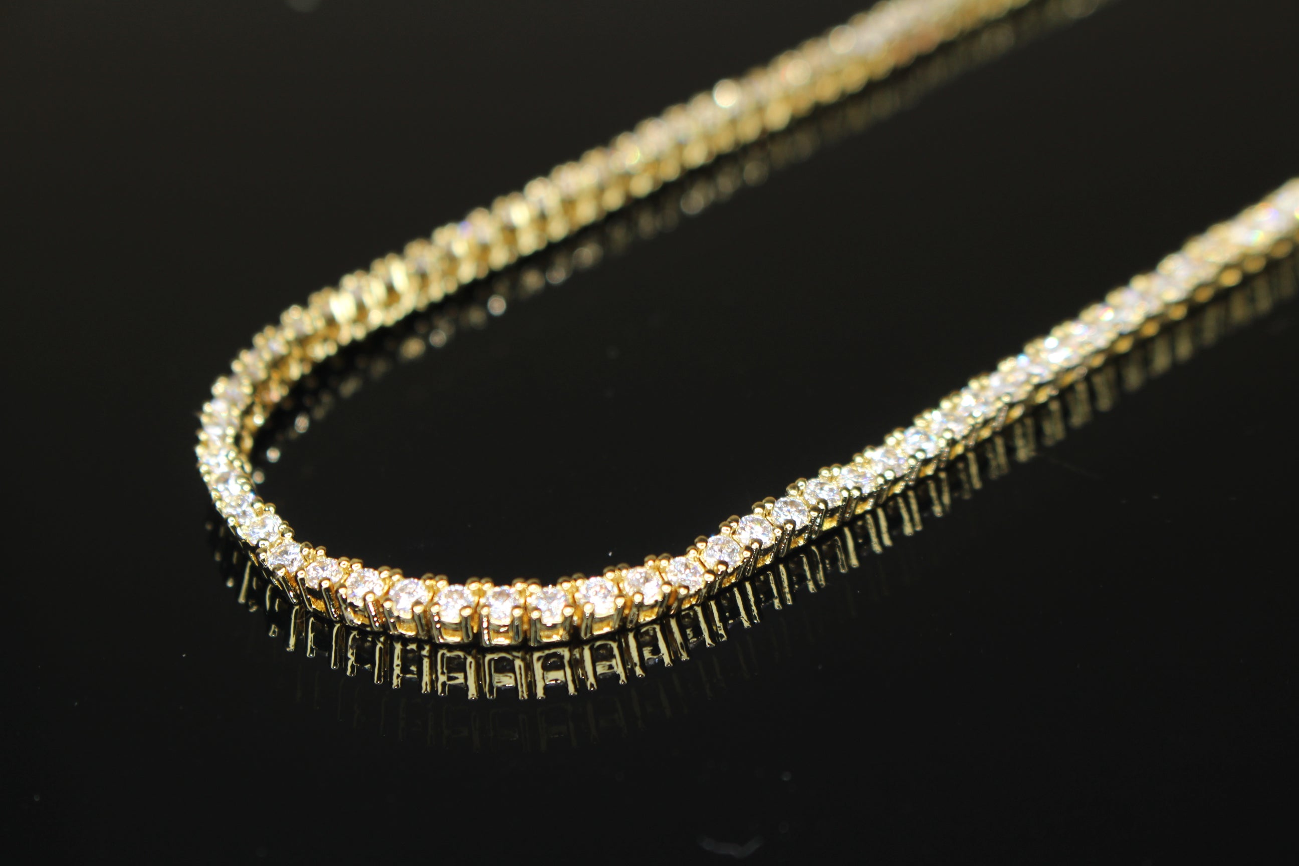 2mm Tennis Chain 10.6ct Lab Sim VVS1 Diamond Necklace - GOLD