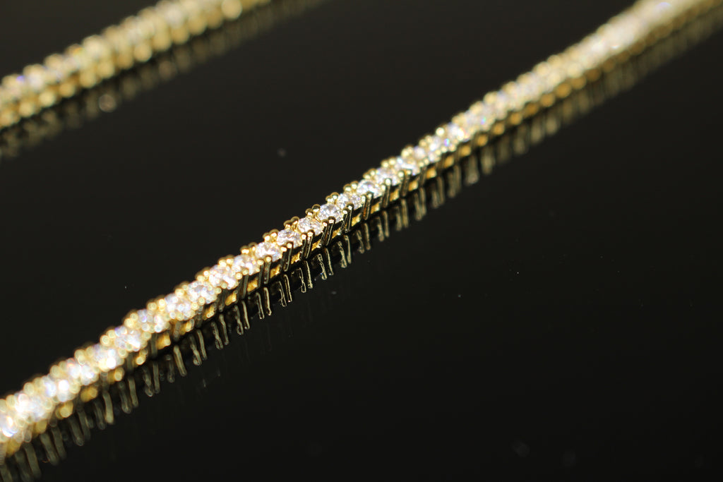 2mm Tennis Chain 10.6ct Lab Sim VVS1 Diamond Necklace - GOLD