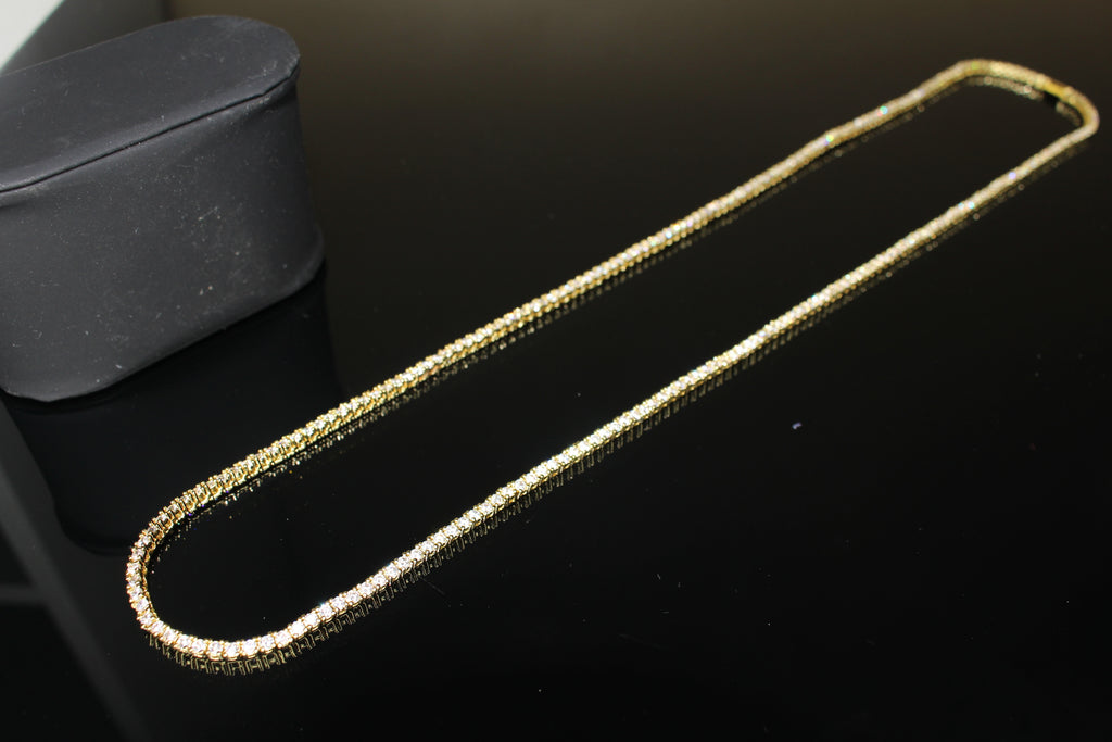 2mm Tennis Chain 10.6ct Lab Sim VVS1 Diamond Necklace - GOLD
