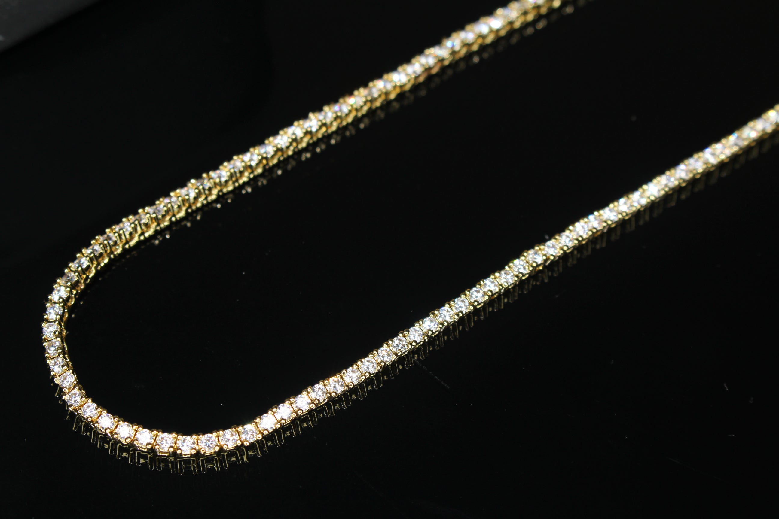 2mm Tennis Chain 10.6ct Lab Sim VVS1 Diamond Necklace - GOLD